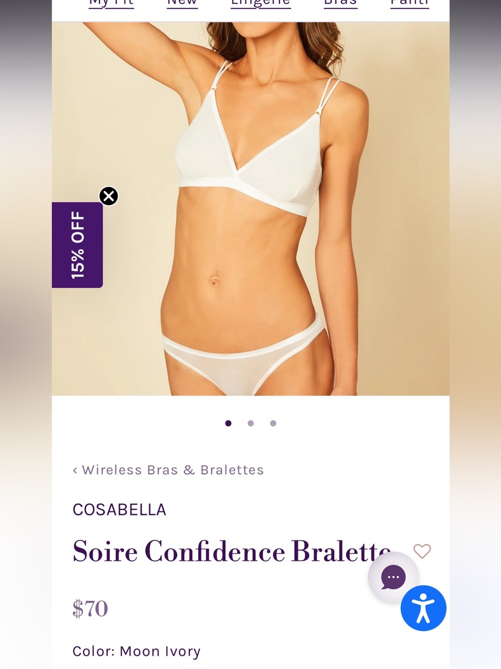 Cosabella White Mesh Triangle Bralette with Adjustable Straps